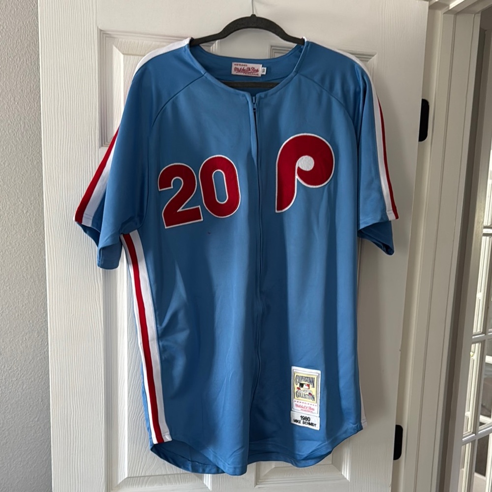 Mitchell & Ness 1980 Phillies Mike Schmidt blue road jersey